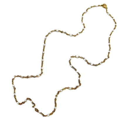 chain steel gold white beads